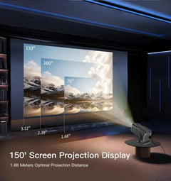 Smart Portable Projector Featuring Native 720P Resolution, Android 11 OS, Wi-Fi 6 And Bluetooth 5.4 Support, 180° Rotation, And Built-in Netflix And YouTube Apps.