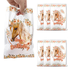 10/50PCS Cartoon Farm Horse Gift Bags Racing Horse Themed Dream Princess Cowboy Baby Shower Birthday Candy Bags Decor Supplies