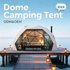 Luxury Geodesic Dome Glamping Tent, Waterproof Outdoor Round Shelter with Private Bathroom for Resort Holiday Accommodation