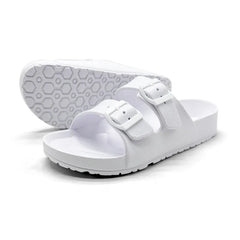 Litfun Women Summer Fashion Slippers 2025 New Outdoor Non-slip Beach Sandals With Double Buckle Indoor Casual Flat House Slides