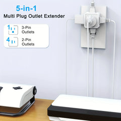 5 Way Multi Plug Outlet Extender, Wall Outlet Expander, Small