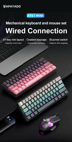 APAYADO™ 60% Mini Mechanical RGB Keyboard & Mouse Kit – Red Switches, 7200 DPI, Phantom RGB | FlipStylez LLC®