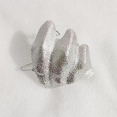 Exaggerated Metal Irregular Pleated Joint Ring for Women Men Exquisite Unique Geometric Texture Adjustable Ring Party Jewelry