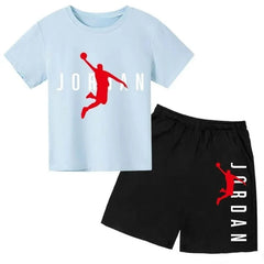 Summer Brand Letter Print Short Sleeve Kid T-shirt+shorts 2pcs Set for Boys and Girls Fashionable Casual Children's Set Outfits