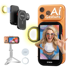 【US STOCK】 NEW SYNCO XView M4 AI Wireless Vlog Selfie Monitor Screen 4.02 Inch For iPhone 7-17 Series AI Gesture Control Built-in 3-Mode Fill Light Wireless & Wired Freely Switch For Content Creator YouTube Live
