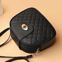 Daily Wear Rhombus Stitch Leather Shoulder Bag Detachable Strap, Elegant Small Bag for Women Casual Street Matching