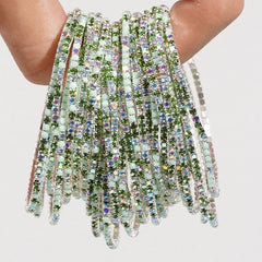 5pcs Fashion Colorful Acrylic Crystal Rhinestone Elastic Bracelet for