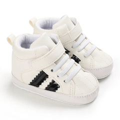 Baby Learning Walk Shoes, Striped PU Sports Shoes for Infants 0-18m