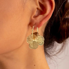 Stainless Steel Golden Double-Layer Hollow Flower Hoop Earring for Women Vintage Flower Earrings for Daily Wear Jewelry Gifts