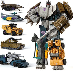 HZX 6 en 1 Devastator Haizhixing juguetes de transformación figura de acción de Anime KO G1 Robot avión vehículo de ingeniería m