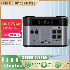 OUKITEL BP2000 Pro Portable Power Station 3300W Solar Generator 2048Wh Lifepo4 Battery Home Backup Outdoor Camping Mobile Power
