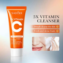 5pcs Vitamin C Skincare Set Travel Portable Face Cream Toner Cleanser and Serum Essence Moisturizing Refreshing Rejuvenate New