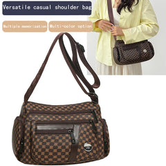 Everyday Versatile Rhombus Pattern Crossbody Bag Trendy Two Color Option, Multi Compartment Layout for Weekend Short Trips