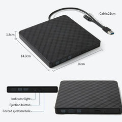 2 In 1 USB3.0 External DVD RW CD Writer Slim Portable Burner Reader Player Optical Drives For Laptop Desktop Notebook Computer