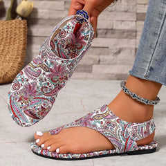 Women Flat Sandals Comfortable Flats Sandals Printed Bohemia Roman