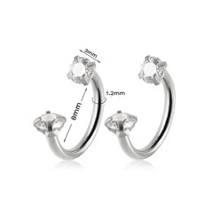 2pcs Stainless Steel Crystal CZ Tragus Piercing Helix Studs Earrings