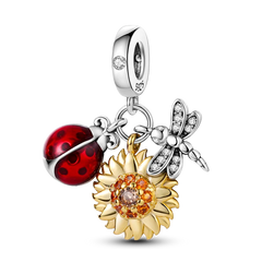 Charms Bead 925 Sterling Silver Pink Butterfly Luminous Firefly Dangle