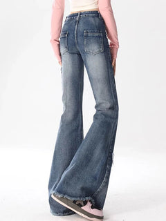 Y2K Streetwear Bootcut Jeans Women Vintage Butterfly Tassel Casual Denim Pants Female Harajuku Spring Summer High Waist Trouser