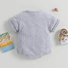 Baby Boy Girl Solid Color Short Sleeve Bubble Romper Oversized T-Shirt
