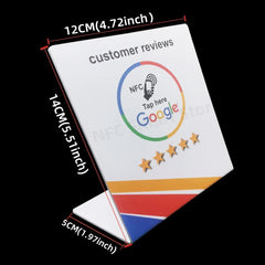 NFC Station table Tag 13.56Mhz programmable Compatible Google Review Card NFC Reviews display bending Card Acrylic Table Sticker