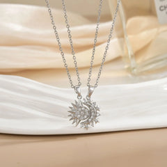 LATS New Stainless Steel Magnetic Sun Moon Couple Necklace Fashion Chain for Men and Women Good Friend Gifts Trend Jewelry