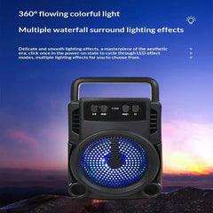 Bluetooth Speaker With Stylish Design High-Quality Sound Long Battery Life, Ambient Lighting Portable Subwoofer And Loud Volume