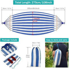 Canvas Hammock Anti-Roll Double Camping with Curved Wooden Poles