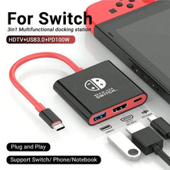 Portable  Switch Docking Station TYPE-C Hub with HDMI and USB 3.0 Perfect for Travel and Gaming