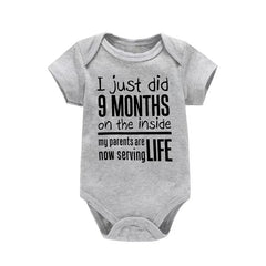 Funny "I Just Did 9 Months" Letter Print Newborn Bodysuit Casual Short Sleeve Jumpsuit Infant Baby Boys Girls Outfit Baby Onesie