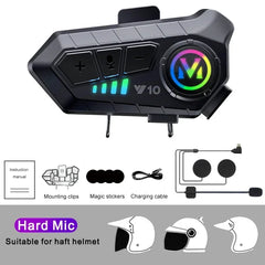 Y10 Motorcycle Bluetooth 5.3 Helmet Headset with Colorful Lights Waterproof Wireless Earphone Hands-free Headset Waterproof