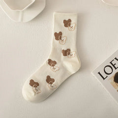 Women Socks Cotton Animal Print Autumn Winter Ladies Sock Fashion Cute Bear Calcetines Harajuku Calcetines Mujer Gift For Girls