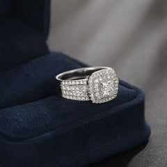Newshe Certified Moissanite Weddings Ring Set for Women Luxury 925 Sterling Silver Halo Princess Cut Elegant Jewelry