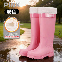 High-top rain boots, women's rain boots, lined adult outer wear, waterproof hiking boots, anti-slip shoes, durable sole