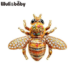 Wuli&baby Cute Rhinestone Bee Brooches For Women Unisex 5-color Beautiful Insects Party Office Brooch Pins Gifts