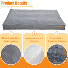 Large Dog Bed Washable Rectangular Dog Pet Pillow Bed with Linen Cover Foam Base Waterproof Lining Calming Sleep Pet Bed Mattress