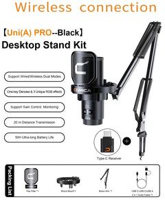 COMICA Uni Pro Wireless USB Gaming Microphone for PC Laptop Smartphone Noise Cancellation Condenser Mic with RGB Lights
