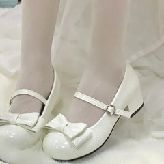 Shallow Mouth Small Leather Shoes Summer New Round Toe Cute Bow Versatile Kitten Heel Single Shoes