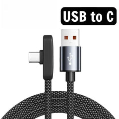 90 Degree USB Type C Cable 100W Quick Charging Data Transfer Cables Portable Right Angle USB-C Wire for IPhone Samsung Xiaomi