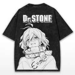 Suika Dr.STONE Anime Asagiri Gen Washed T-shirt Oversized Tee Shirt Summer Short Sleeve Cotton Tops Men Women Clothing
