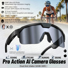 2026 New AI Smart Sports shooting&recording Glasses 800W Camera HD Anti-shake Bicycle Riding Shooting Artifact Windproof Goggles
