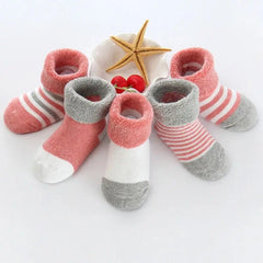 Kiddiezoom 5 Pairs/Set Four Seasons 0-12Months Fashion Newborn Baby Boy Girl Socks 100%Cotton Soft Infant Accessories