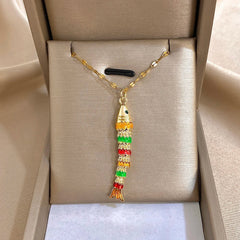 18K Gold Plated Stainless Steel Fish Pendant Necklace for Women