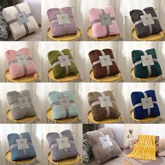 Fluffy Coral Velvet Blanket Flannel Plush Comfortable Thickened and Warm Soft Sofa Throw Blanket for Air-Conditioned Room Luxury