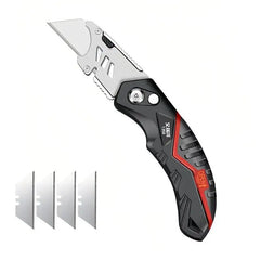 Folding Utility Knife Replaceable Blade Cutter for Cable Cartons Cardboard Boxes Sharp Durable with Safety Lock Easy Blade Chang