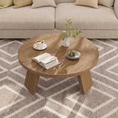 33.5 Inch Round Coffee Table for Living Room, Modern Center Table with