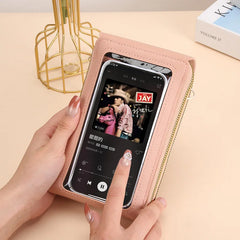 Women’s Mini Crossbody Handbag Purse, Touch Screen Phone BagS, Multi Card Zipper PU Leather Shoulder Bags for Daily Shopp Dating