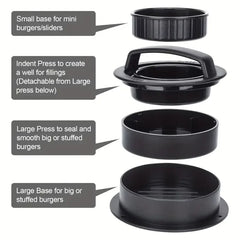Burger Press Mold & Patty Press Maker -3 in 1 Stuffed Hamburger Patty