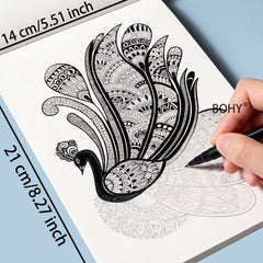 1 Immersive Healing Zen Sketching and Copying Album, 24 Pages, Suitable for Adults To Relieve Stress, Calm Down in Painting