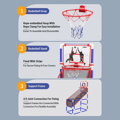 Basketball Game Set Kids Basketball Hoop for Indoor Outdoor with 4
