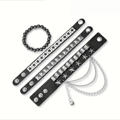 4pcs/set Gothic Punk Rock Square Rivet Bracelet Daily and Party Gothic